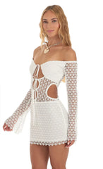 Crochet Cutout Dress in White
