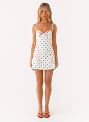 Perla Mini Dress - White Polkadot