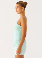 Keanu Cupro Mini Dress - Aqua