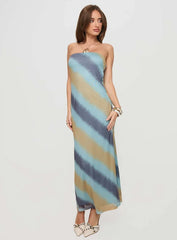 Celik Strapless Maxi Dress Blue / Brown