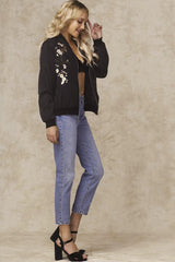 Robyn Embroidered Bomber Jacket Black