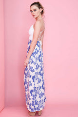 Makayla Maxi Romper Romper Blue Floral