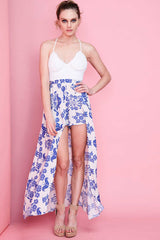Makayla Maxi Romper Romper Blue Floral