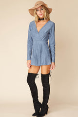 Lizzie Faux Suede Romper Blue
