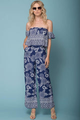 Clover Boho Floral Print Jumpsuit
