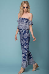 Clover Boho Floral Print Jumpsuit