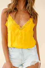 Brooklyn Lace Trim Camisole Bodysuit Mustard
