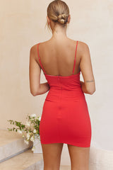 Well Versed Cowl Neck Bodycon Mini Dress Red