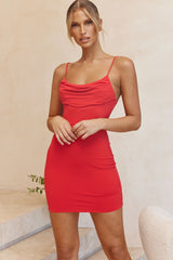 Well Versed Cowl Neck Bodycon Mini Dress Red
