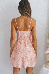 Sweet Memories Cowl Neckline Slip Dress Vintage Floral Print Peach