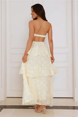 Tranquil Twilight Strapless Maxi Dress Yellow