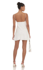 Lace Cutout Slip Dress in White