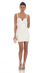 Faux Leather Dress in White