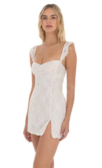 Sweetheart Neck Lace Dress in White