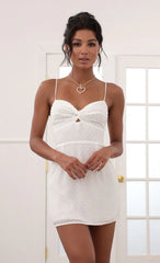 Front Twist Chiffon Dress in White