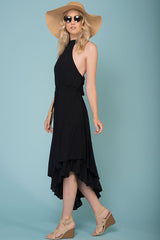Myah Open Back Midi Dress Black