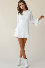 Marta Flared Cuff Cut-Out Back Dress White