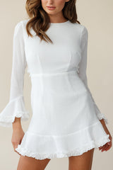 Marta Flared Cuff Cut-Out Back Dress White