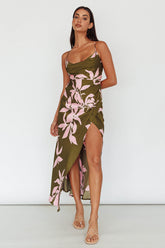 Morea Cowl Neck Maxi Dress Floral Green