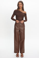 Fair Play Faux Leather Pants Coffee