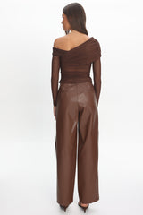 Fair Play Faux Leather Pants Coffee