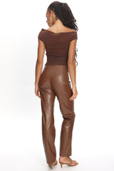 Rukia Faux Leather Pants Brown