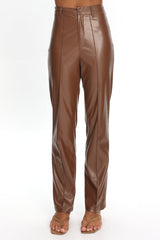 Rukia Faux Leather Pants Brown