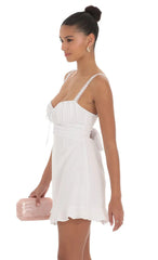 Lace Strap Open Back Dress in White