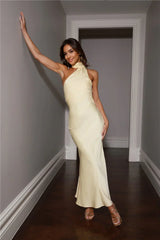 Satin Maxi Dress Yellow