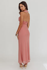 Live Loud Ruffle Halterneck Maxi Dress Rose