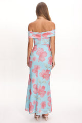 Tilda Off-Shoulder Maxi Dress Floral Blue