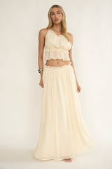 Marivelle String Tie Open Back Top Oyster