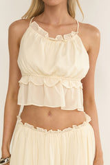 Marivelle String Tie Open Back Top Oyster