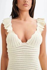 Perpetua Knit Contrast Maxi Dress - Cream
