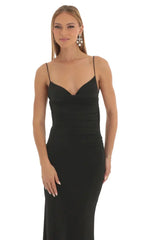 Lace Open Back Maxi Dress in Black