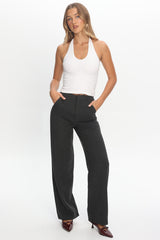 In Disguise Straight Leg Pocket Pants Charcoal