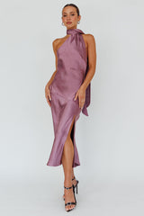 Italian Summer Tie Neck Midi Dress Grape