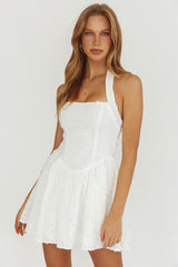 Rune Halterneck Mini Dress Applique White