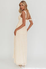 Keia Crepe Chiffon One-Shoulder Maxi Dress Oyster