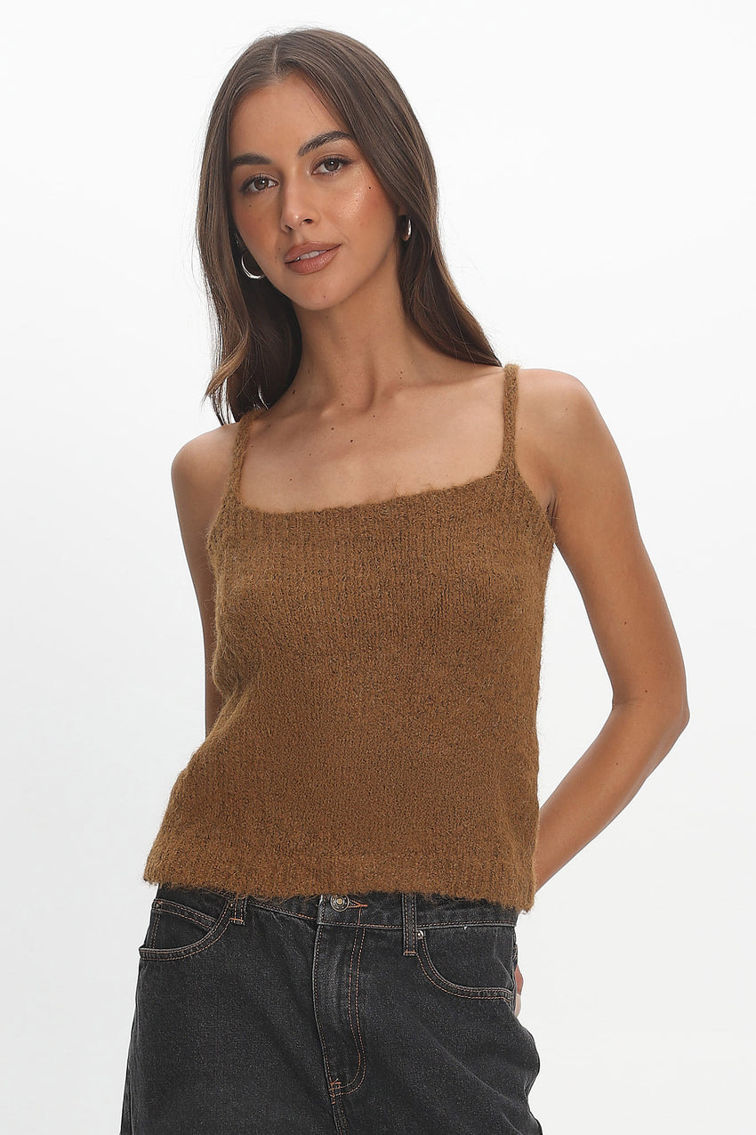 Jorie Knit Cami Top Brown