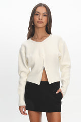 Karisa Zipper Hem Knit Top Cream