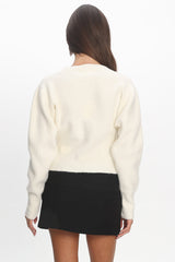 Karisa Zipper Hem Knit Top Cream