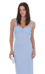 Tassel Strap Maxi Dress in Light Blue
