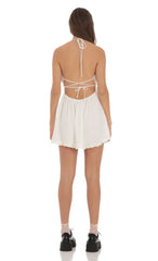 Halter Open Back Dress in White