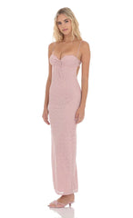 Lace Open Back Maxi Dress in Dusty Rose