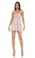 Floral Open Back Dress in White