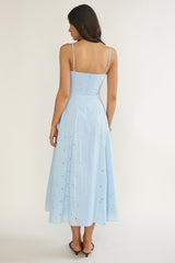 Shaye Embroidery Insert Maxi Dress Blue