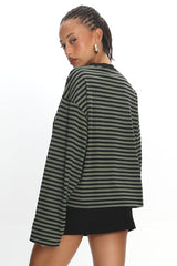 LIONESS Bloom Long Sleeve Forest Stripe