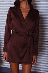 Turning Heads Side Tie Romper Russet