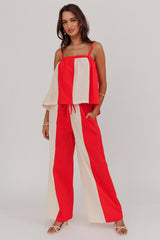 Dream Girl Braided Strap Contrast Top Tomato Red